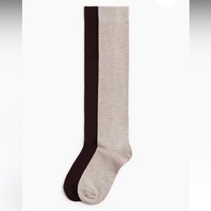 H&M Beige and Brown 2-Pack Knee High Socks
